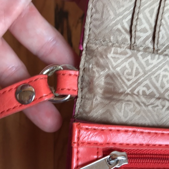 Relic by Fossil purple pink orange color block vegan zip around wallet wristlet - Picture 8 of 9